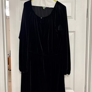 Lands End Black Velour Dress